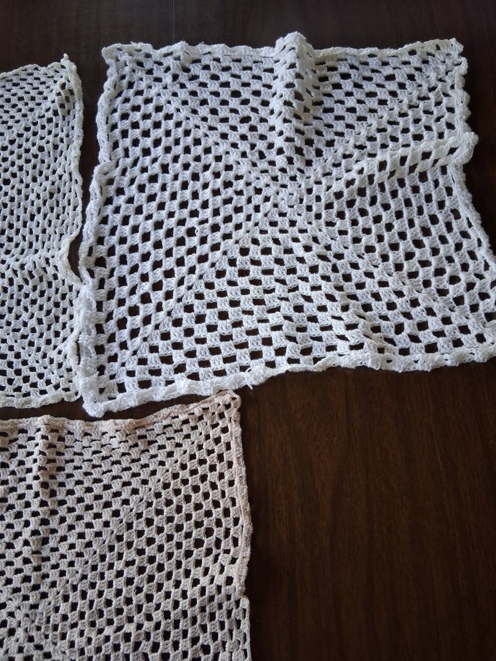 🧵 Hand‑Crocheted Cotton Doily Panel Set 2×18" + 1×15" Vintage Cottagecore D - Picture 6 of 9
